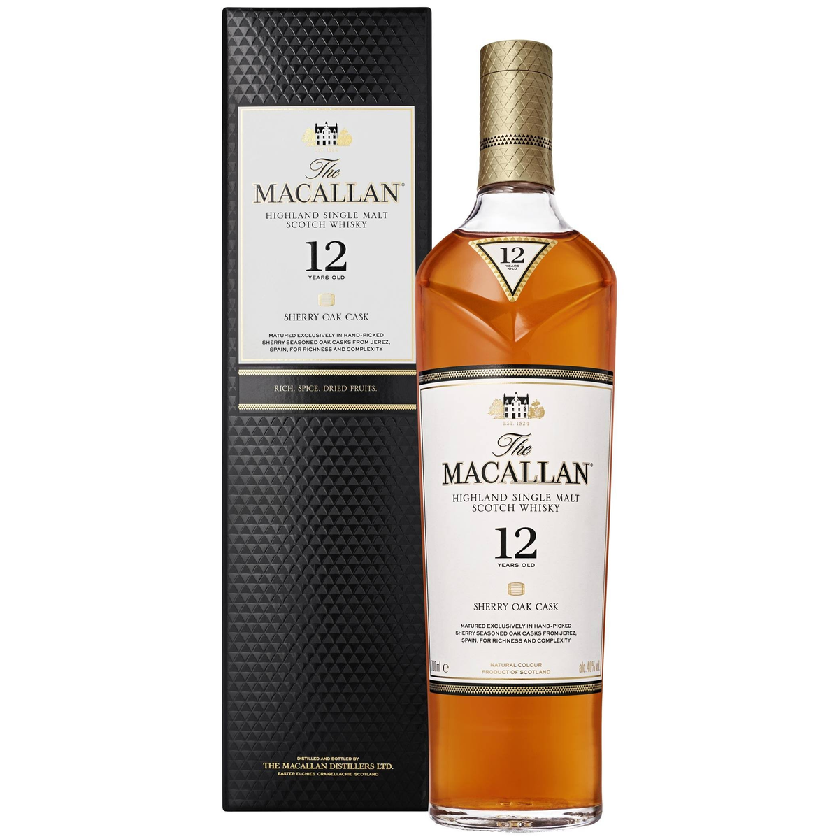 The Macallan 12 Years Old 700ml マッカラン Macallan 12 Year Old Sherry Oak Single Malt Scotch Whisky – Grain