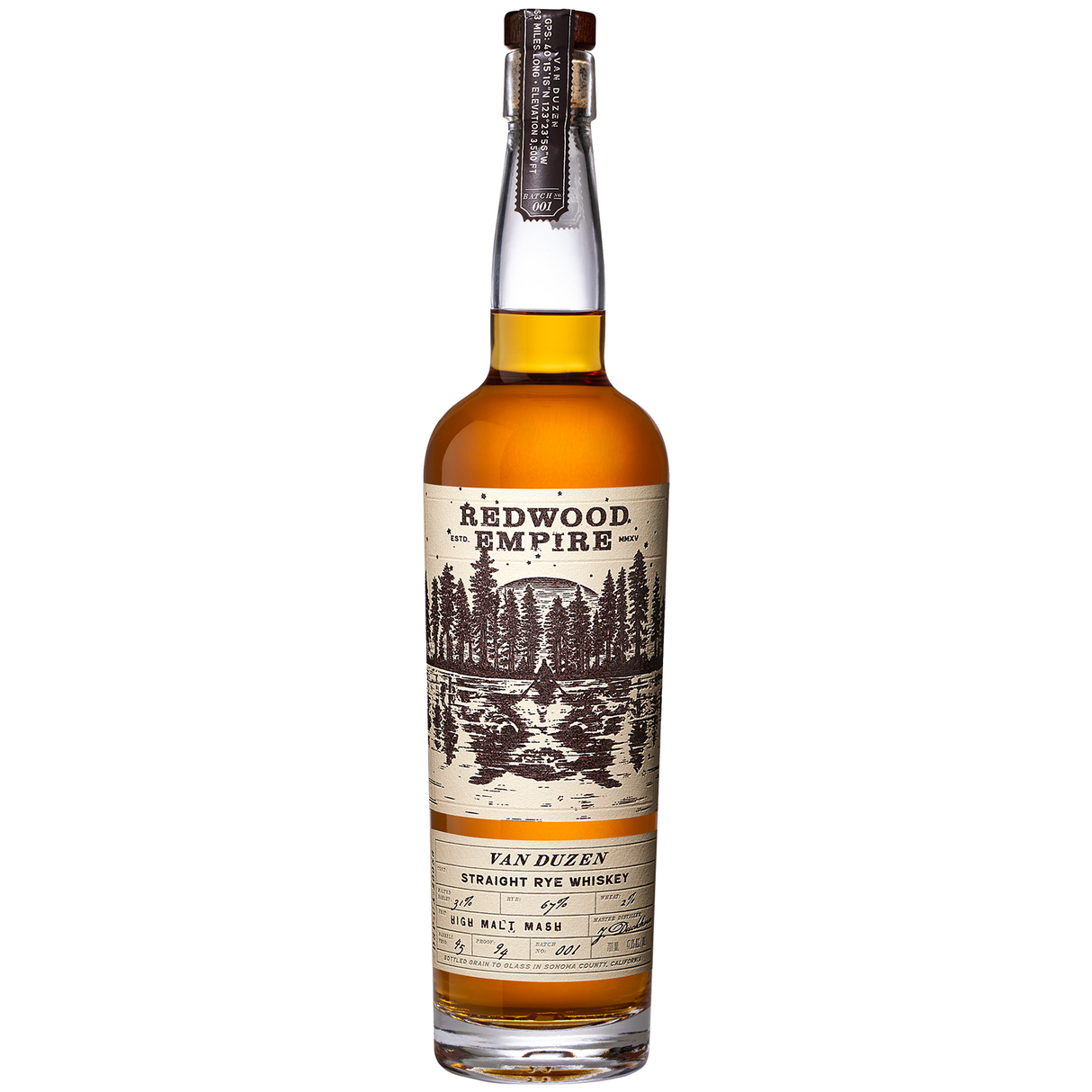 Redwood Empire Van Duzen Straight Rye Whiskey - Grain & Vine | Natural Wines, Rare Bourbon and Tequila Collection