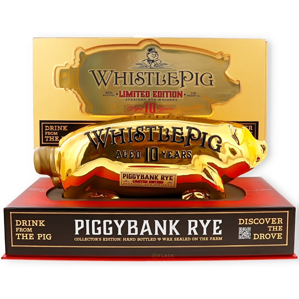 WhistlePig PiggyBank 10 Year Rye Limited Edition Gold Bottle - Grain & Vine | Natural Wines, Rare Bourbon and Tequila Collection