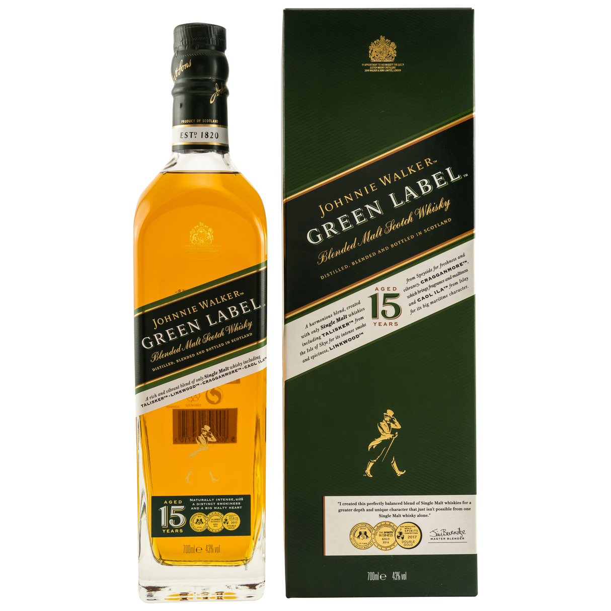 Johnnie Walker 15 Years Green Label Blended Malt Scotch Whisky