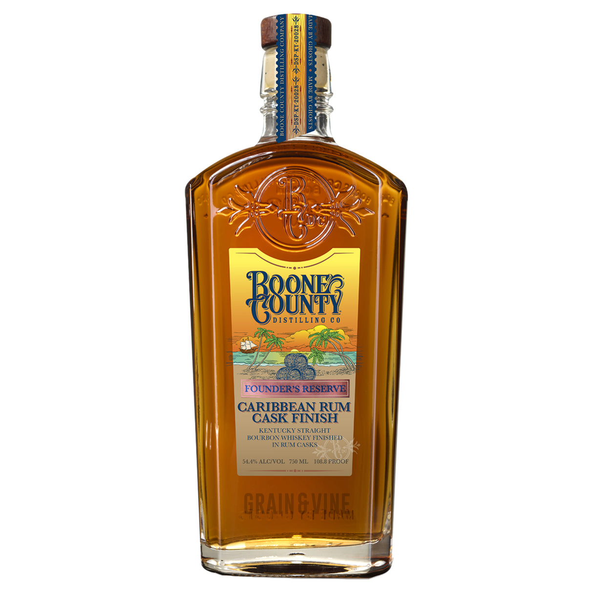 Boone County Distilling Co Founder's Reserve Caribbean Rum Cask Finished Bourbon - Grain & Vine | Natural Wines, Rare Bourbon and Tequila Collection