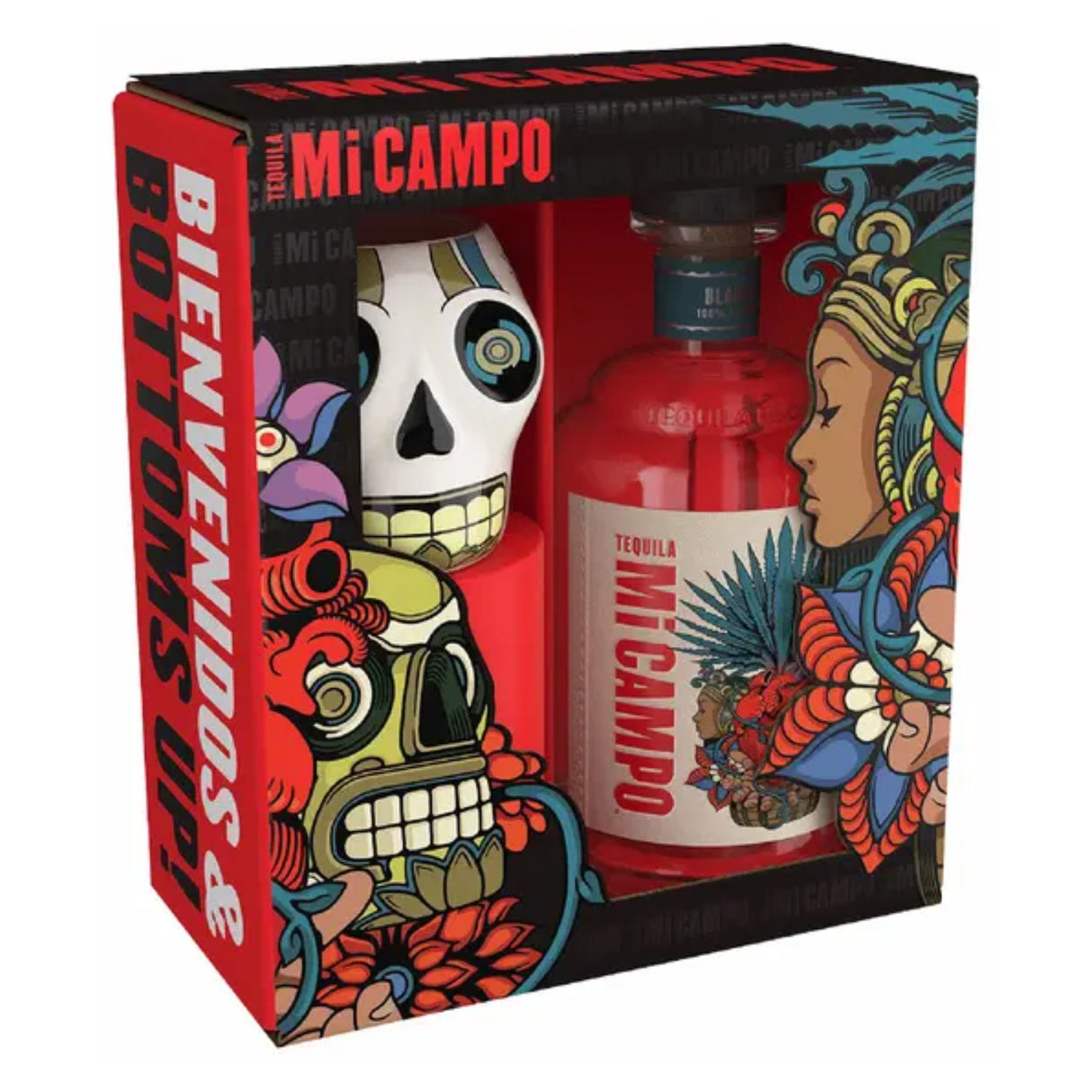 Mi Campo Blanco Tequila with Skull Mug