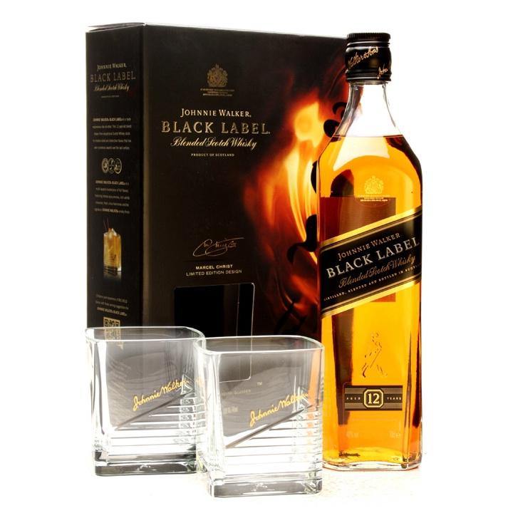 Johnnie Walker Black Label 12 Year Old Scotch Whisky Gift Set - Grain & Vine | Natural Wines, Rare Bourbon and Tequila Collection
