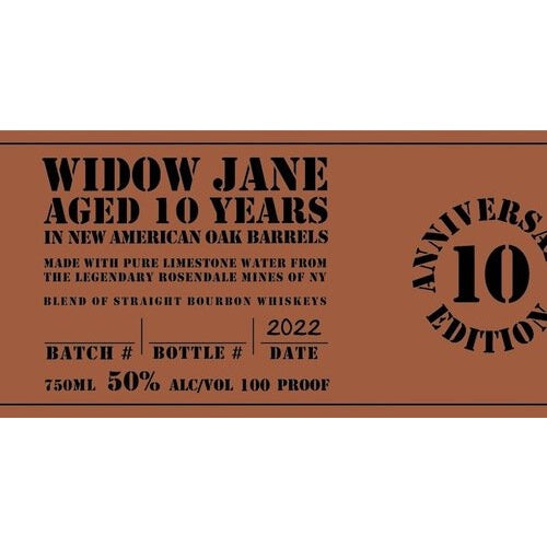 Widow Jane 10 Years Anniversary Edition Straight Bourbon Whiskey - Grain & Vine | Natural Wines, Rare Bourbon and Tequila Collection