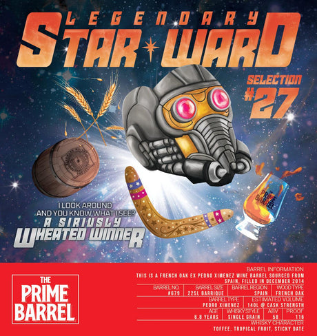 Starward Wheated Single Grain "Legendary Starward" 7 Year Old Australian Single Barrel Whisky The Prime Barrel Pick #27 - Grain & Vine | Natural Wines, Rare Bourbon and Tequila Collection