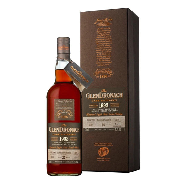 The GlenDronach 27 Years Cask Bottling Distilled 1993 Highland Single Malt Scotch Whisky - Grain & Vine | Natural Wines, Rare Bourbon and Tequila Collection