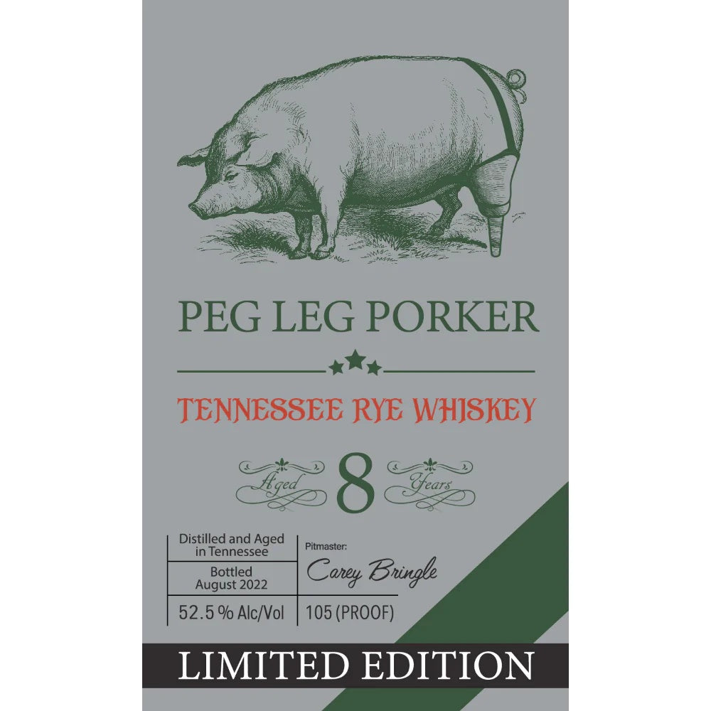 Peg Leg Porker 8 Year Old Tennessee Rye Whiskey - Grain & Vine | Natural Wines, Rare Bourbon and Tequila Collection