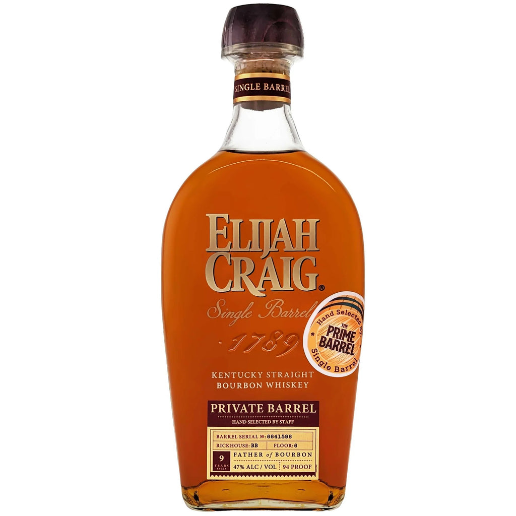 Elijah Craig 9 Years Single Barrel Kentucky Straight Bourbon Whiskey The Prime Barrel Pick #77 - Grain & Vine | Natural Wines, Rare Bourbon and Tequila Collection